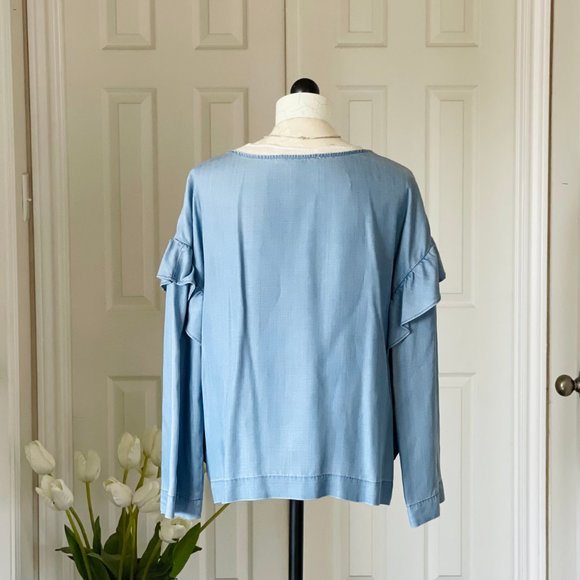 Vince Camuto Ruffle Scoop Neck Blouse - Picture 3 of 11